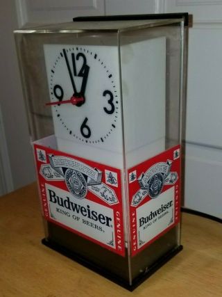 Vintage 1980s Budweiser Beer Light Up Billiards Bar Clock Analog Face Collectibl 2