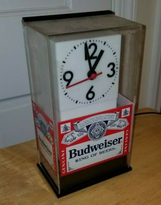 Vintage 1980s Budweiser Beer Light Up Billiards Bar Clock Analog Face Collectibl 3