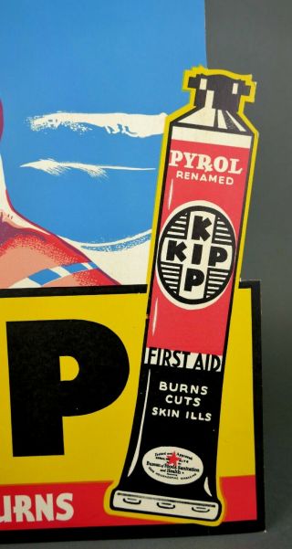 Vtg 1930s Art Deco KIP Sunburn Pyrol Counter Display Advertising Poster 5