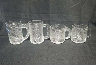 Vintage 1995 Mcdonalds Batman Forever Glass Mugs Cups - Complete Set Of 4