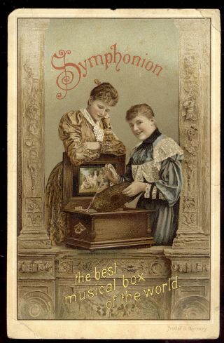 SYMPHONION POLYPHONE & REGINA MUSIC BOXES TRADE CARD,  WM F.  HASSE,  NYC TC653 2