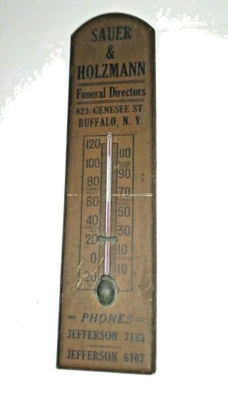 Antique 1920`s Advertising Thermometer Funeral Home Parlor Genesee St Buffalo Ny