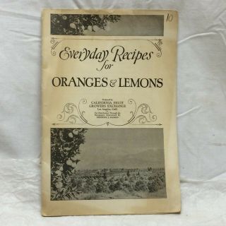 Vintage Everyday Recipes For Oranges & Lemons Booklet California Fruit Growers