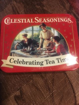 (pre - Owned) Celestial Seasonings Celebrating Tea Time Red Multi - Colors Tea Tin