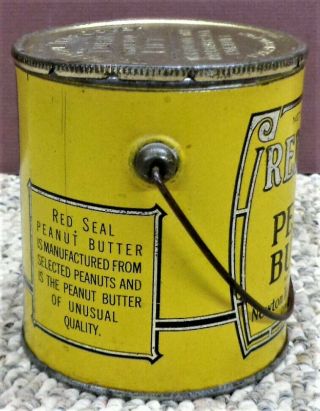 Antique Tin Litho RED SEAL 16 oz Peanut Butter Tin Can Pail - Cincinnati,  Ohio 3