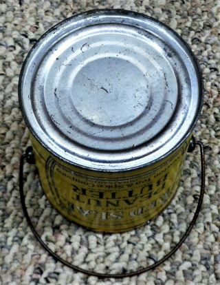 Antique Tin Litho RED SEAL 16 oz Peanut Butter Tin Can Pail - Cincinnati,  Ohio 7