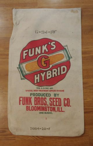 Vintage Funk Farms Soy Bean Seed Corn Sack Bag - Bloomington,  Illinois