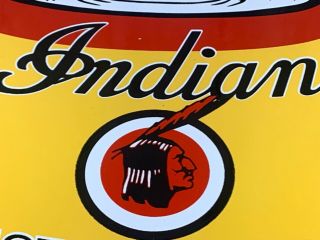 Vintage Indian Motorcycle Oil Can Shaped Advertising Gas Gasoline Porcelain Sign