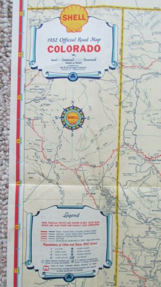 1932 Shell Oil Company Colorado Road Map - License Plates Graphic - La Junta Colo. 6