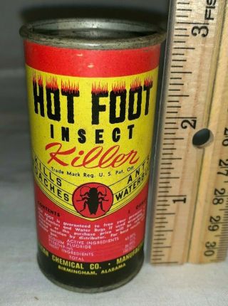 Antique Hot Foot Insect Killer Tin Vintage Poison Can Birmingham Al Ant