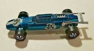 1969 Mattel Hot Wheels Indy Eagle " Red Line " (aqua) Hk Sharp " Gp " Racer