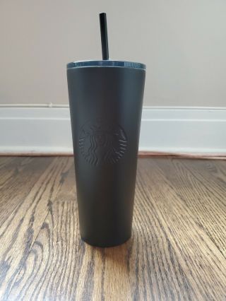 Starbucks 2018 Matte Black Stainless Steel Cold Cup Tumbler Venti 24 Oz