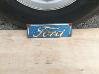 Vintage Old Rare Ford Embossed Metal License Plate Topper Ford Auto Truck