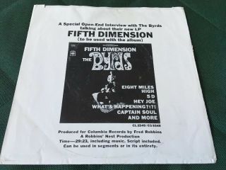 Rare Byrds Promo Picture Sleeve Only Open - End Interview Fifth Dimension 7” 45
