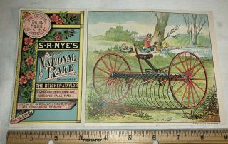 Antique Dump Rake Horse Drawn Farm Tool Trade Card Pamphlet Chicopee Falls Ma