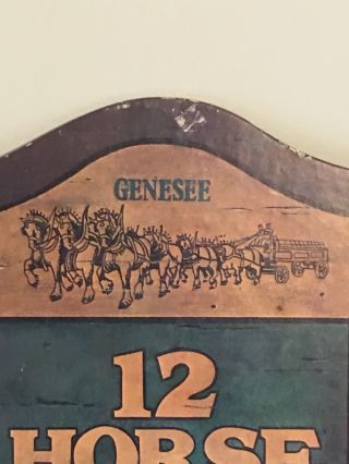 GENESEE 12 HORSES ALE CARDBOARD BEER BAR SIGN PUT CARE ASIDE ALL WHO ENTER HER 2