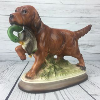 Irish Setter Figurine Porcelain Retriever Hunting Dog Mallard Duck Hunter Japan