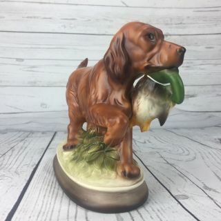 Irish Setter Figurine Porcelain Retriever Hunting Dog Mallard Duck Hunter Japan 2