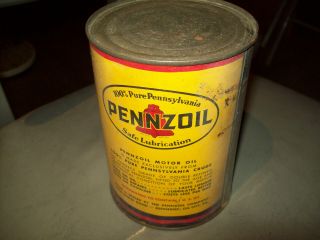 Vintage Old Pennzoil 1 Quart Oil Can Double Refined Needs Tlc