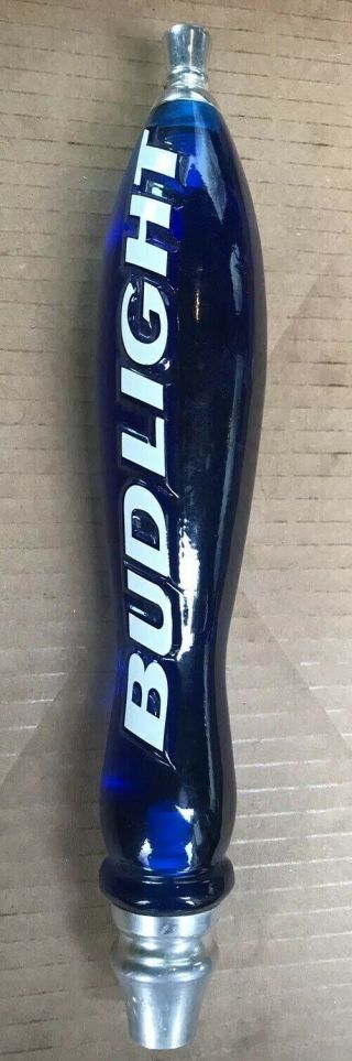 Vintage Bud Light Beer Bar Tap Handle Blue Acrylic Translucent 12”tall Budweiser