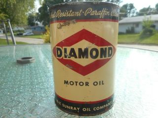 Vintage Diamond Dx Motor Oil Gas Station Tin 1 Quart Advertising Can