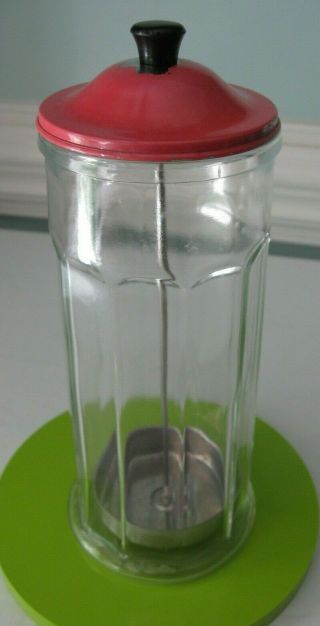 Vintage Heavy Glass Soda Fountain Straw Dispenser Holder Stainless Total 11 X 5