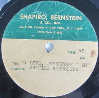 Jimmy Radcliffe " I Love You Therefore I Am " Sharpio Bernstein 
