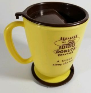 Tim Hortons yellow Vintage 80 ' s Plastic 10oz Coffee Travel Mug Timbit Whirley 2