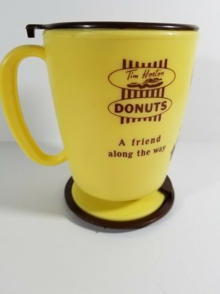 Tim Hortons yellow Vintage 80 ' s Plastic 10oz Coffee Travel Mug Timbit Whirley 4