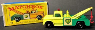 Vintage Matchbox Lesney England Bp Dodge Wreck Truck Series 13 W/ Box
