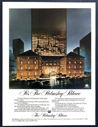 1980 Helmsley Palace Hotel York City At Night Photo Vintage Print Ad