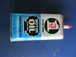 Vintag 3 - In - One Motor Oil Handy Oiler Tin Can Rare Old Advertising Gas Oil Handy