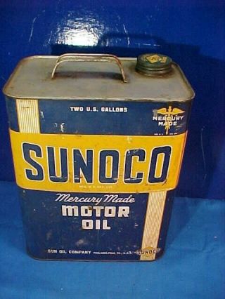 1950s Sunoco Mercury 2 Gallon Motor Oil Advertising Tin