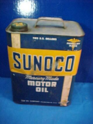 1950s SUNOCO MERCURY 2 Gallon MOTOR OIL Advertising TIN 3