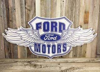 Ford Motors Wings Winged 31 " Embossed Large Metal Aluminum Sign Vintage Garage