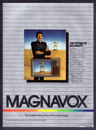 1982 Star Trek Mr.  Spock Leonard Nimoy Photo Magnavox Color Tv Vintage Print Ad