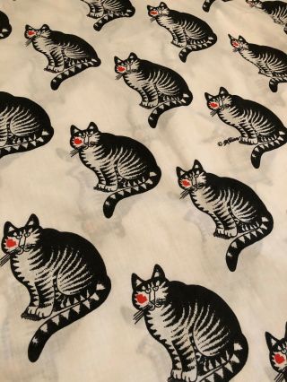 Queen Size Flat Sheet With Matching Pillow Case Of Cat With Heart B.  Kilban 3