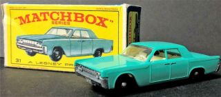 Vintage Matchbox Lesney England Teal Lincoln Continental Series 31 W/ Box