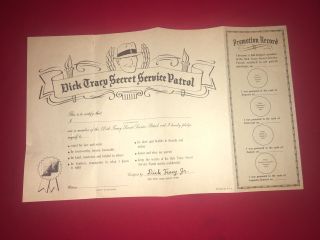 1938 Dick Tracy Secret Service Patrol Certificate