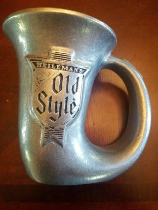 Old Style Beer Stein Metal Mug G Heileman Brewing Co With Bell On Bottom Rare