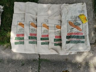 5 Vintage Dekalb Seed Corn Sack Bag Flying Ear Farm With Tag 1945