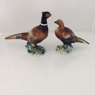 Vintage Norcrest Pheasants Figurines Male And Female Made In Japan