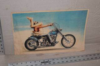 Rare 1960s Motorcycle Chopper Culture Store Display Sign Girl Guy 69 On Bike Gas