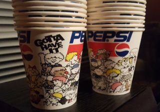 Vintage Retro Paper Pepsi Cups Early To Mid 90 