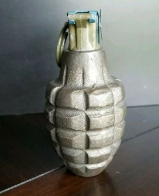 Vintage US Military Practice RFX Pineapple Hand Grenade Cast Iron w/Pull Pin 4