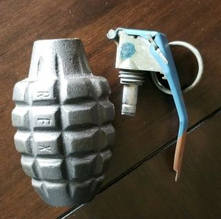 Vintage US Military Practice RFX Pineapple Hand Grenade Cast Iron w/Pull Pin 7