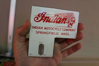 Indian Motorcycle Plate Tag Topper Porcelain Sign Gas Oil Car Springfield Mass