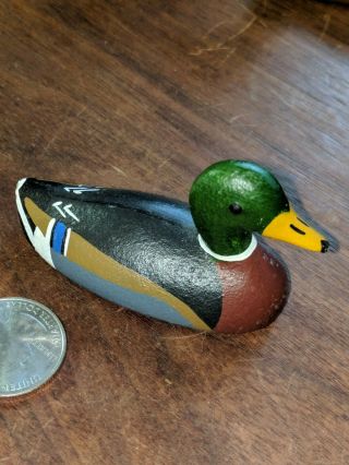 Miniature Cast Iron Mallard Duck Decoy 2 3/4