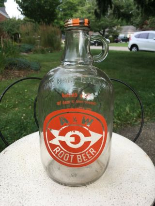 Vintage A & W Root Beer Jug 1/2 Half Gallon W/ Lid Drive - In