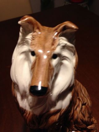Vintage Large 11 " Collie Figurine Ceramic Statue Dog Decor Lassie Terhune